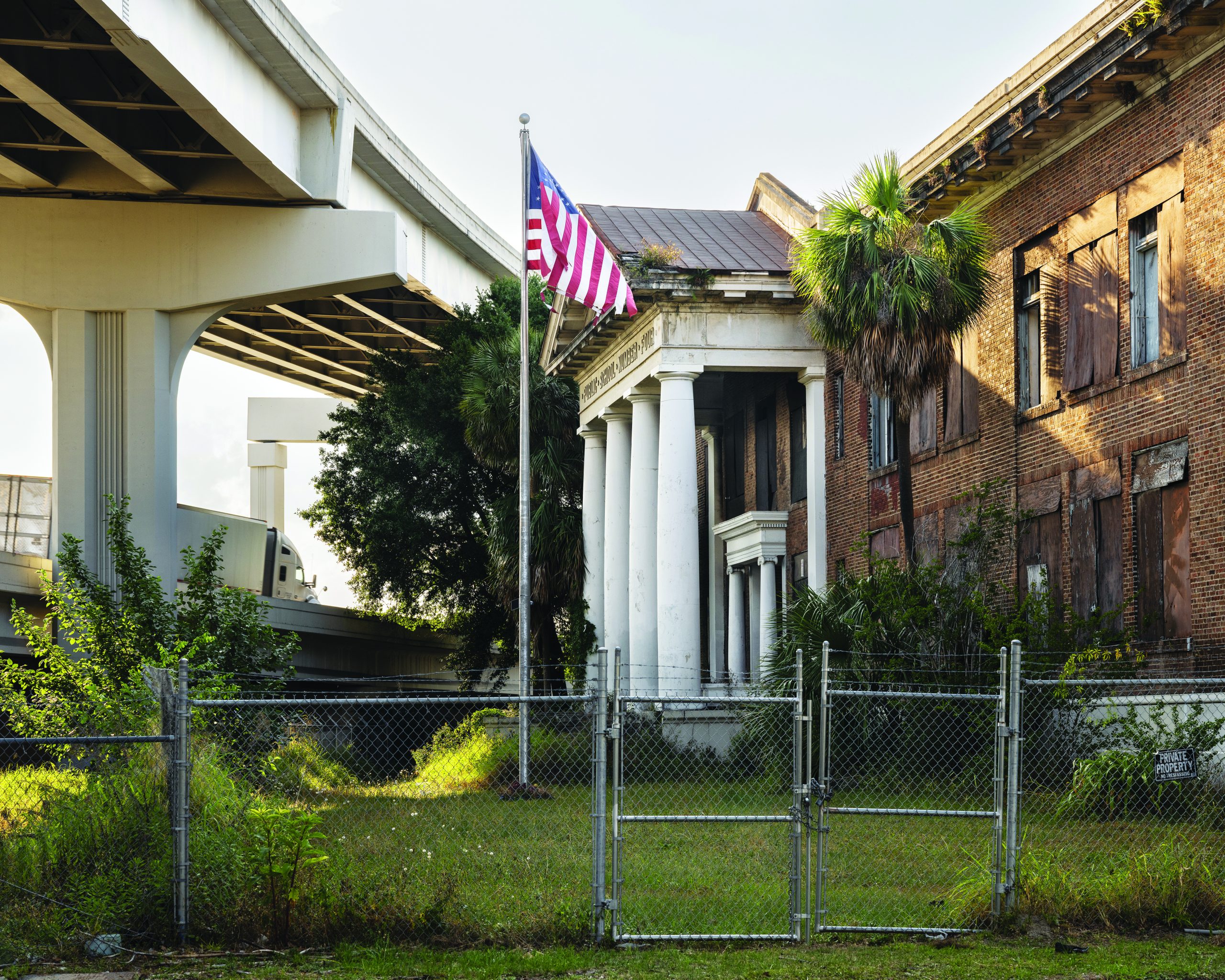 Atlantic Coast, Abandoned School under Highway, Jacksonville, FL, 2024 - Anastasia Samoylova